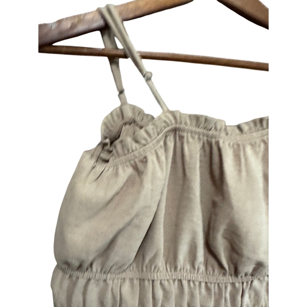 Popular 21 Smocked Cami Top Womens Small‎ Taupe Excellent Ruffle Peplum TX4140 - Picture 3 of 6